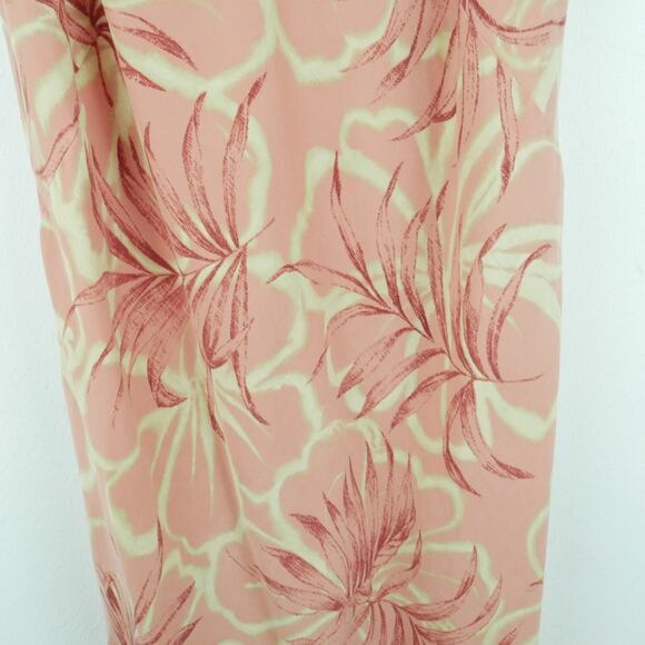 Vintage Medium Dress Hawaiian Resort Tencel Soft Floral Pastel Pink 90s Bias Cut - Picture 5 of 7